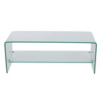 Clear Tempered Glass TV Stand with Open Back & Glass Shelf, Fits TVs up to 39"