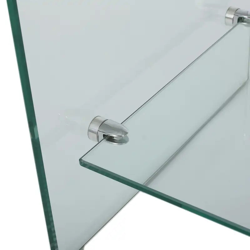 Clear Tempered Glass TV Stand with Open Back & Glass Shelf, Fits TVs up to 39"