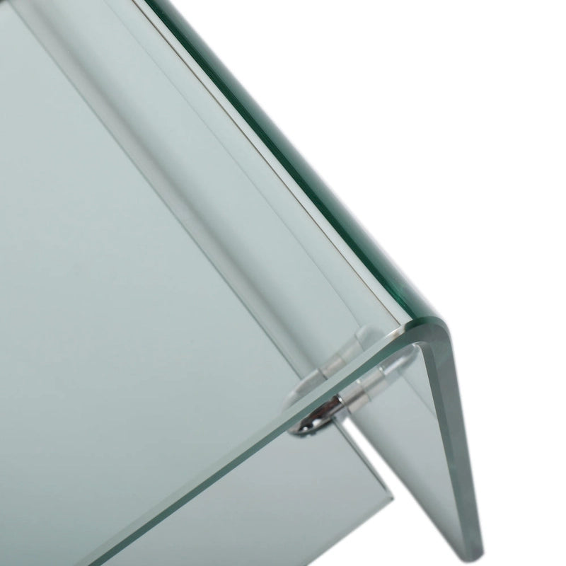 Clear Tempered Glass TV Stand with Open Back & Glass Shelf, Fits TVs up to 39"
