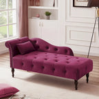 Blue/White/Rose/Burgundy/Grey Velvet Tufted Chaise Lounge Chair, 1-Seater