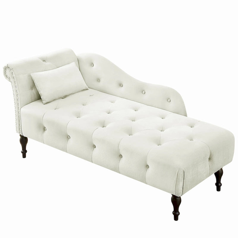 Blue/White/Rose/Burgundy/Grey Velvet Tufted Chaise Lounge Chair, 1-Seater