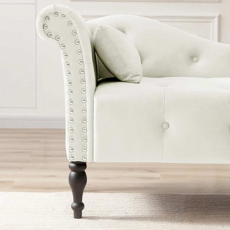 Blue/White/Rose/Burgundy/Grey Velvet Tufted Chaise Lounge Chair, 1-Seater