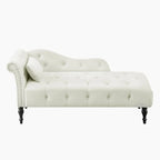 Blue/White/Rose/Burgundy/Grey Velvet Tufted Chaise Lounge Chair, 1-Seater