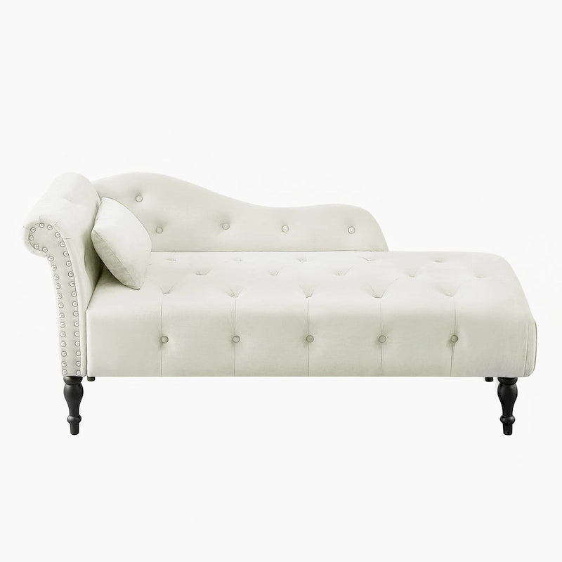 Blue/White/Rose/Burgundy/Grey Velvet Tufted Chaise Lounge Chair, 1-Seater