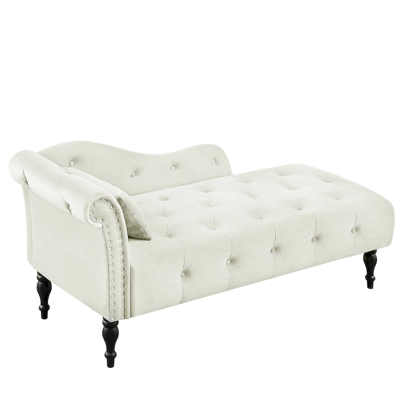 Blue/White/Rose/Burgundy/Grey Velvet Tufted Chaise Lounge Chair, 1-Seater