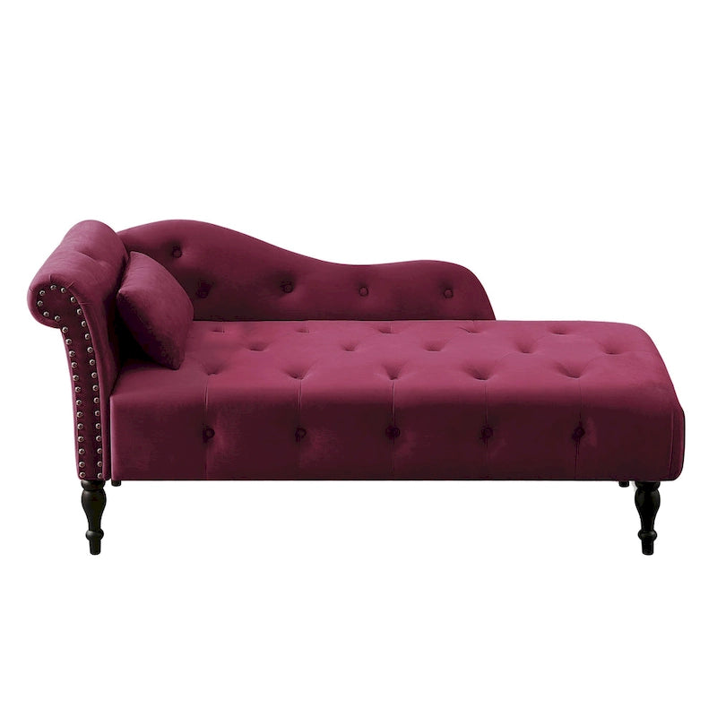 Blue/White/Rose/Burgundy/Grey Velvet Tufted Chaise Lounge Chair, 1-Seater