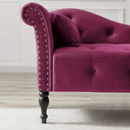 Blue/White/Rose/Burgundy/Grey Velvet Tufted Chaise Lounge Chair, 1-Seater