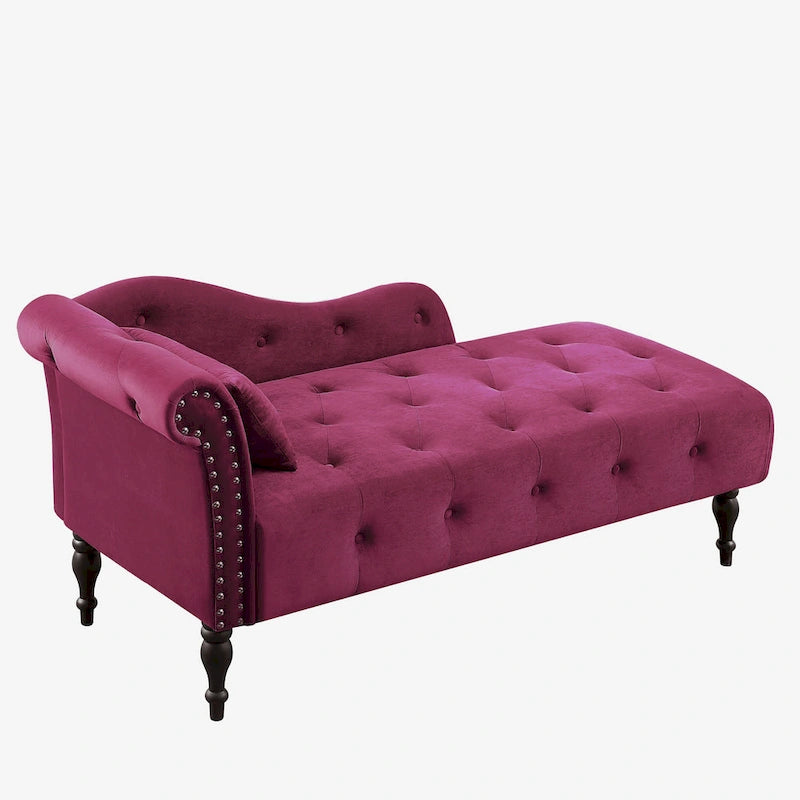 Blue/White/Rose/Burgundy/Grey Velvet Tufted Chaise Lounge Chair, 1-Seater