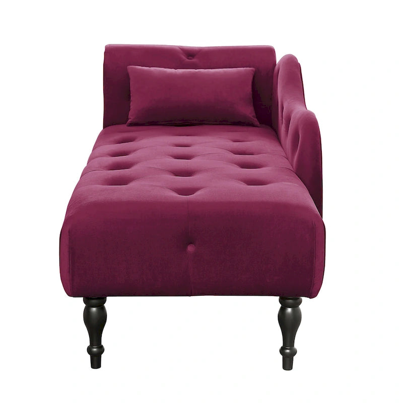 Blue/White/Rose/Burgundy/Grey Velvet Tufted Chaise Lounge Chair, 1-Seater