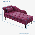Blue/White/Rose/Burgundy/Grey Velvet Tufted Chaise Lounge Chair, 1-Seater