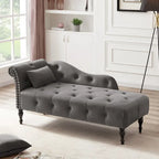 Blue/White/Rose/Burgundy/Grey Velvet Tufted Chaise Lounge Chair, 1-Seater