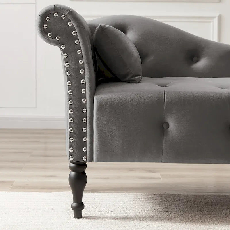 Blue/White/Rose/Burgundy/Grey Velvet Tufted Chaise Lounge Chair, 1-Seater