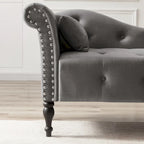 Blue/White/Rose/Burgundy/Grey Velvet Tufted Chaise Lounge Chair, 1-Seater