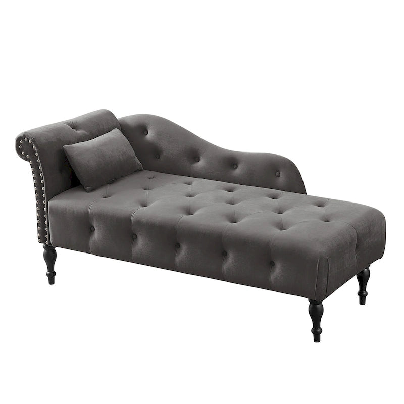 Blue/White/Rose/Burgundy/Grey Velvet Tufted Chaise Lounge Chair, 1-Seater