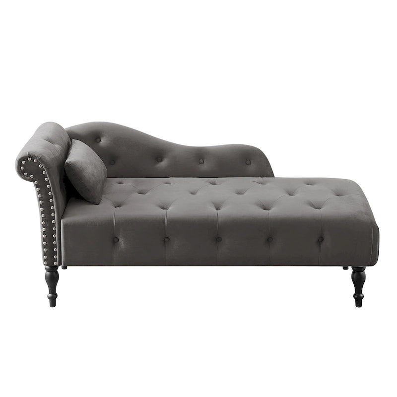 Blue/White/Rose/Burgundy/Grey Velvet Tufted Chaise Lounge Chair, 1-Seater