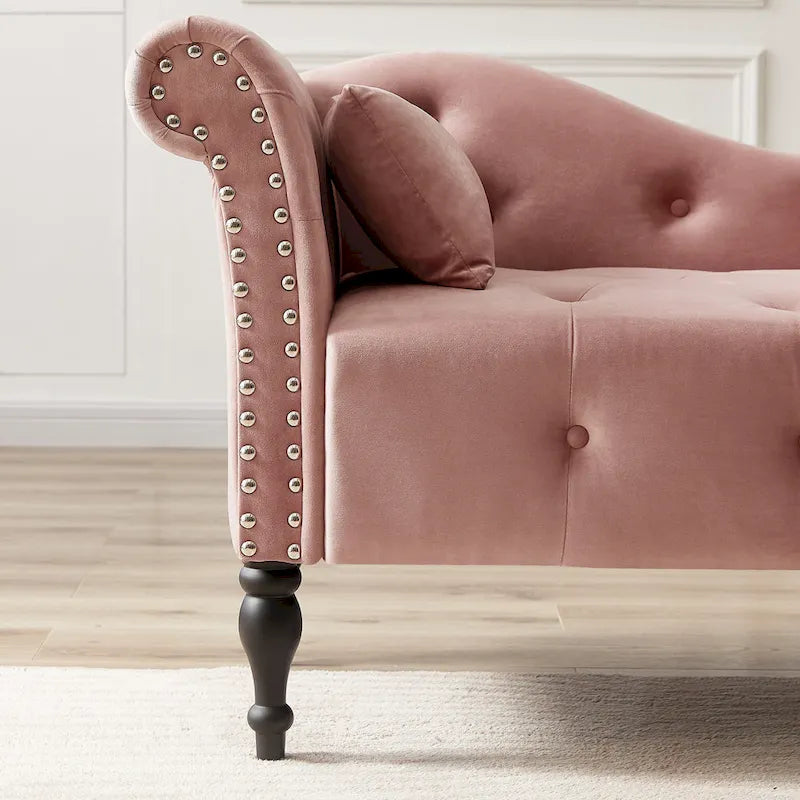 Blue/White/Rose/Burgundy/Grey Velvet Tufted Chaise Lounge Chair, 1-Seater