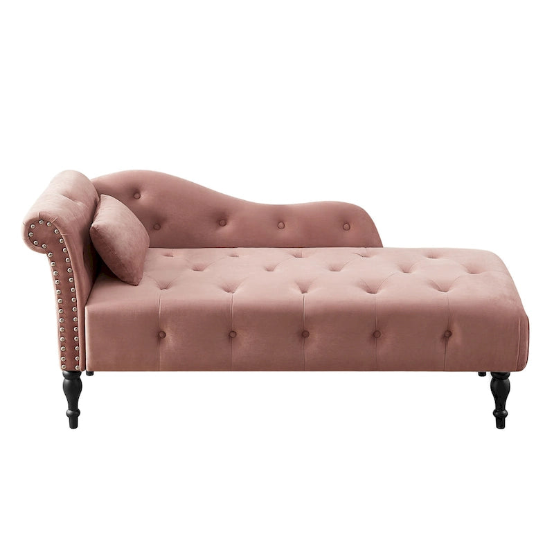 Blue/White/Rose/Burgundy/Grey Velvet Tufted Chaise Lounge Chair, 1-Seater