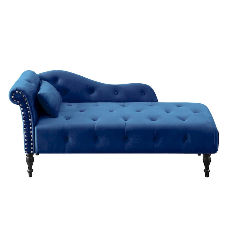 Blue/White/Rose/Burgundy/Grey Velvet Tufted Chaise Lounge Chair, 1-Seater