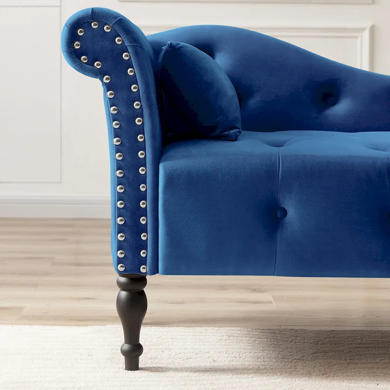 Blue/White/Rose/Burgundy/Grey Velvet Tufted Chaise Lounge Chair, 1-Seater