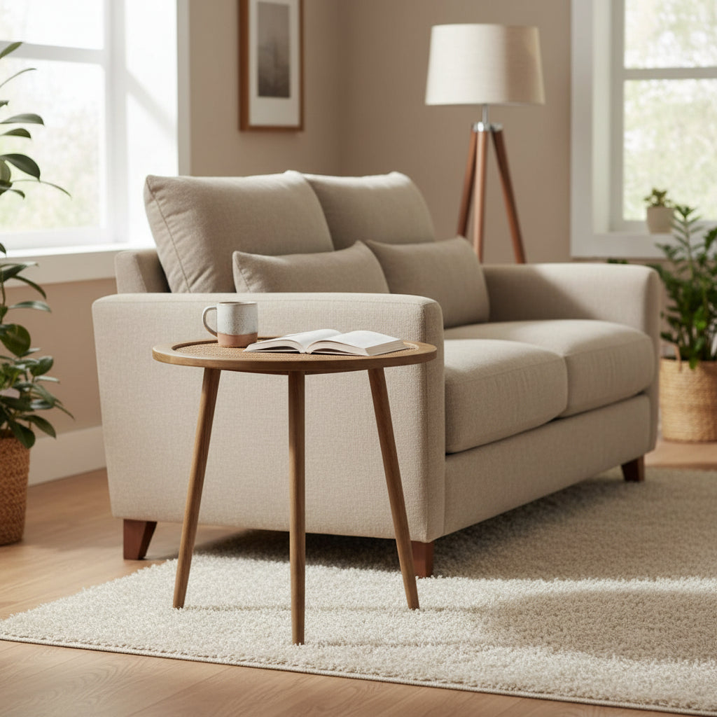 Brown Round End Table Set of 3, Manufactured Wood, 24"H