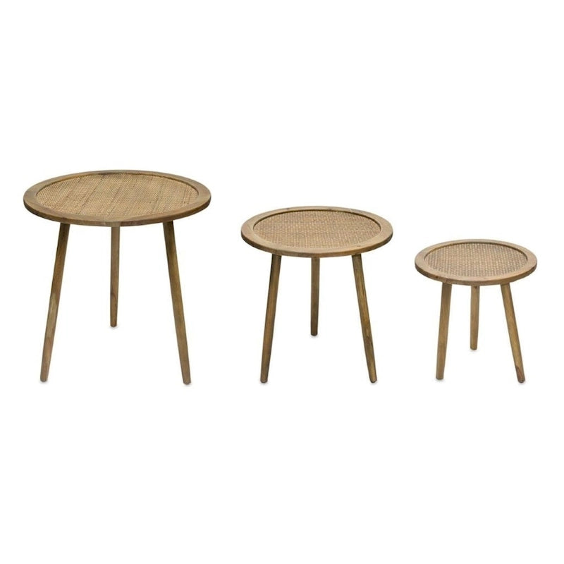 Brown Round End Table Set of 3, Manufactured Wood, 24"H