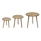 Brown Round End Table Set of 3, Manufactured Wood, 24"H