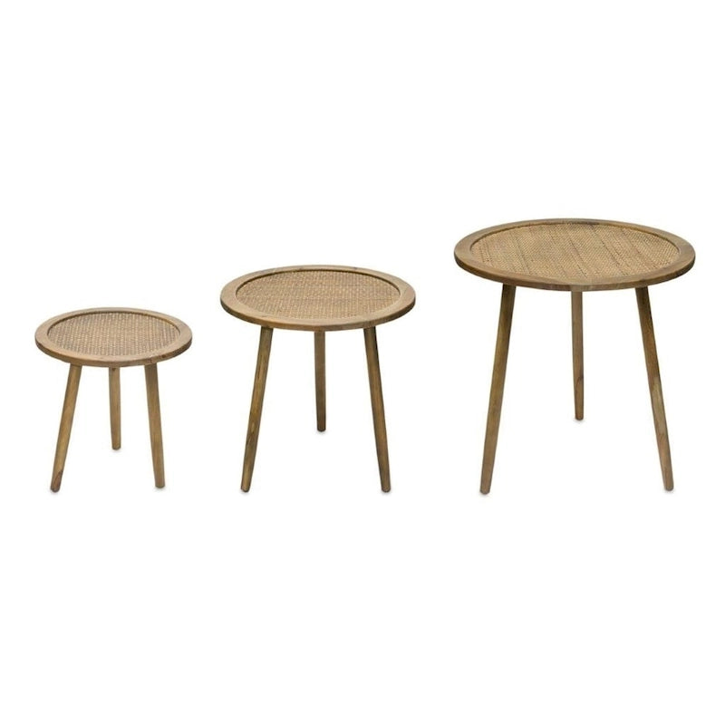 Brown Round End Table Set of 3, Manufactured Wood, 24"H