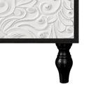Black & Natural Carved Flower Door Sideboard Cabinet with Shelves