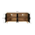 Black & Natural Carved Flower Door Sideboard Cabinet with Shelves