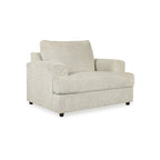 Beige Chenille Oversized Chair & Ottoman Set, 2-Piece, 1-Seater