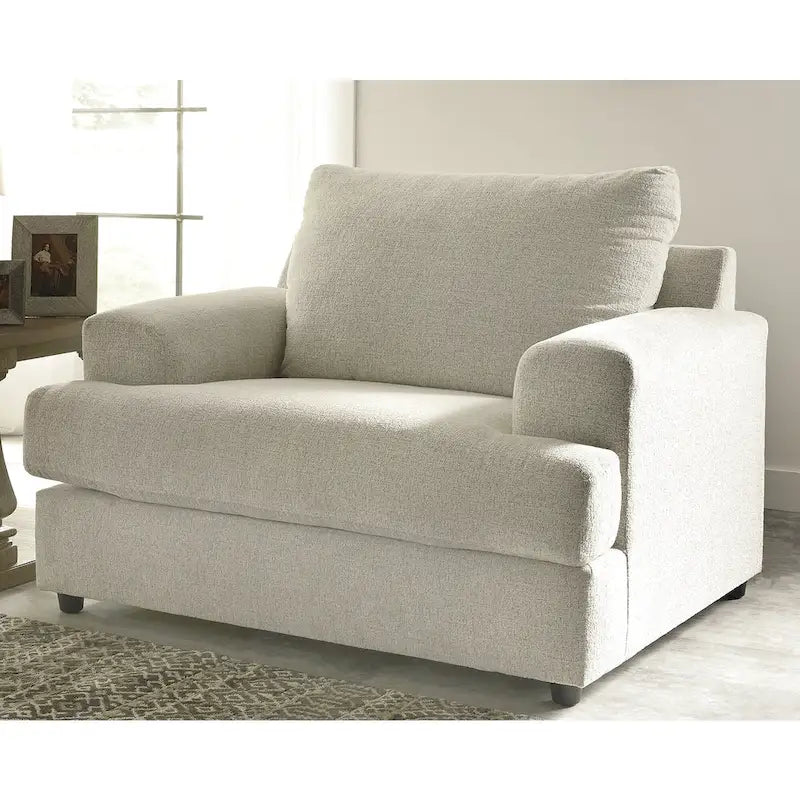 Beige Chenille Oversized Chair & Ottoman Set, 2-Piece, 1-Seater