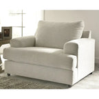 Beige Chenille Oversized Chair & Ottoman Set, 2-Piece, 1-Seater
