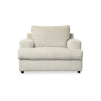 Beige Chenille Oversized Chair & Ottoman Set, 2-Piece, 1-Seater