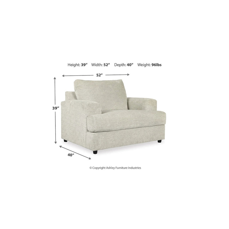 Beige Chenille Oversized Chair & Ottoman Set, 2-Piece, 1-Seater
