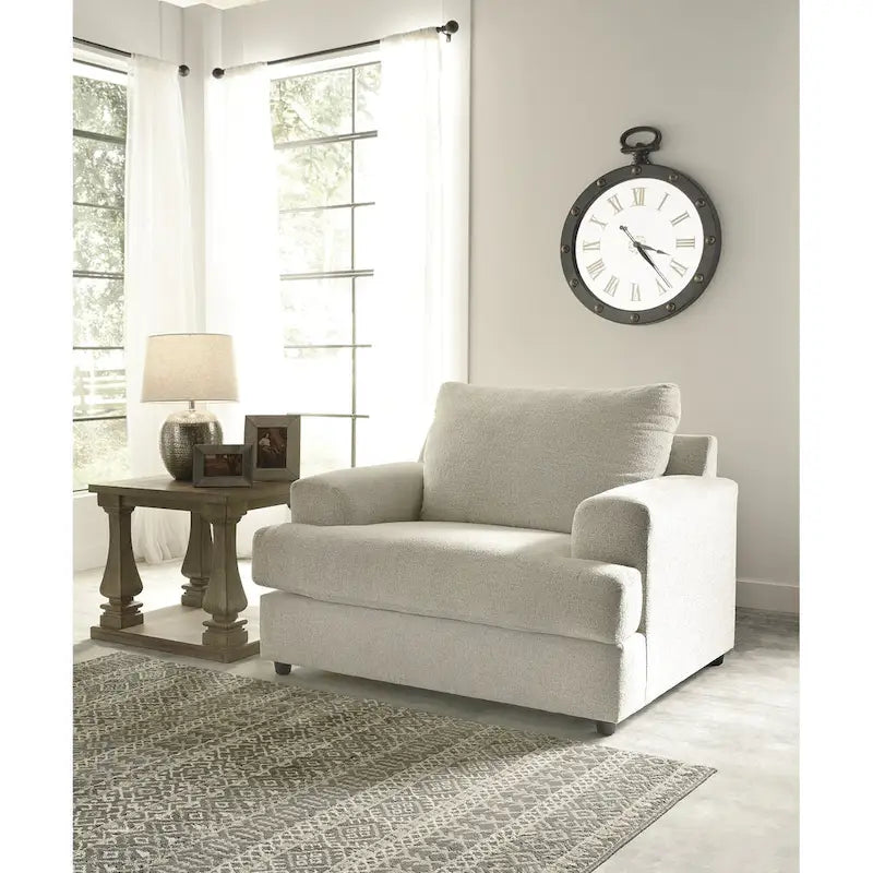 Beige Chenille Oversized Chair & Ottoman Set, 2-Piece, 1-Seater
