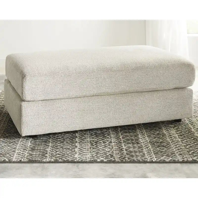 Beige Chenille Oversized Chair & Ottoman Set, 2-Piece, 1-Seater