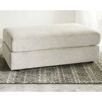 Beige Chenille Oversized Chair & Ottoman Set, 2-Piece, 1-Seater