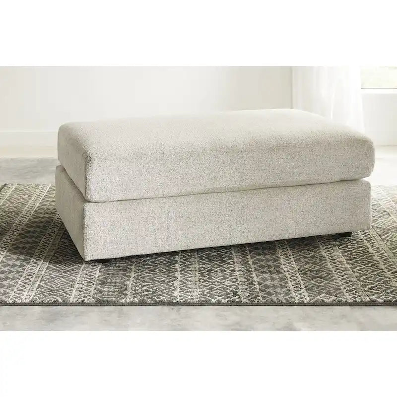 Beige Chenille Oversized Chair & Ottoman Set, 2-Piece, 1-Seater