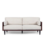 Sofa, 77 Inch, 2 Seater, Retro Style Tapered Wood Legs, Plush Beige
