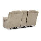 Marsh Power Reclining Loveseat, Adjustable Headrest LED, Beige 76 Inch