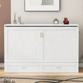 White/Gray Murphy Bed Cabinet with Drawers, USB Ports & Outlets – Queen/Full
