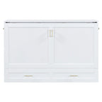 White/Gray Murphy Bed Cabinet with Drawers, USB Ports & Outlets – Queen/Full