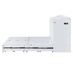 White/Gray Murphy Bed Cabinet with Drawers, USB Ports & Outlets – Queen/Full