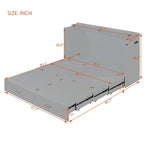 White/Gray Murphy Bed Cabinet with Drawers, USB Ports & Outlets – Queen/Full