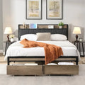Black & Grey Full Size Metal Platform Bed with Upholstered Headboard, Sleeps 1-2