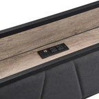 Black & Grey Full Size Metal Platform Bed with Upholstered Headboard, Sleeps 1-2