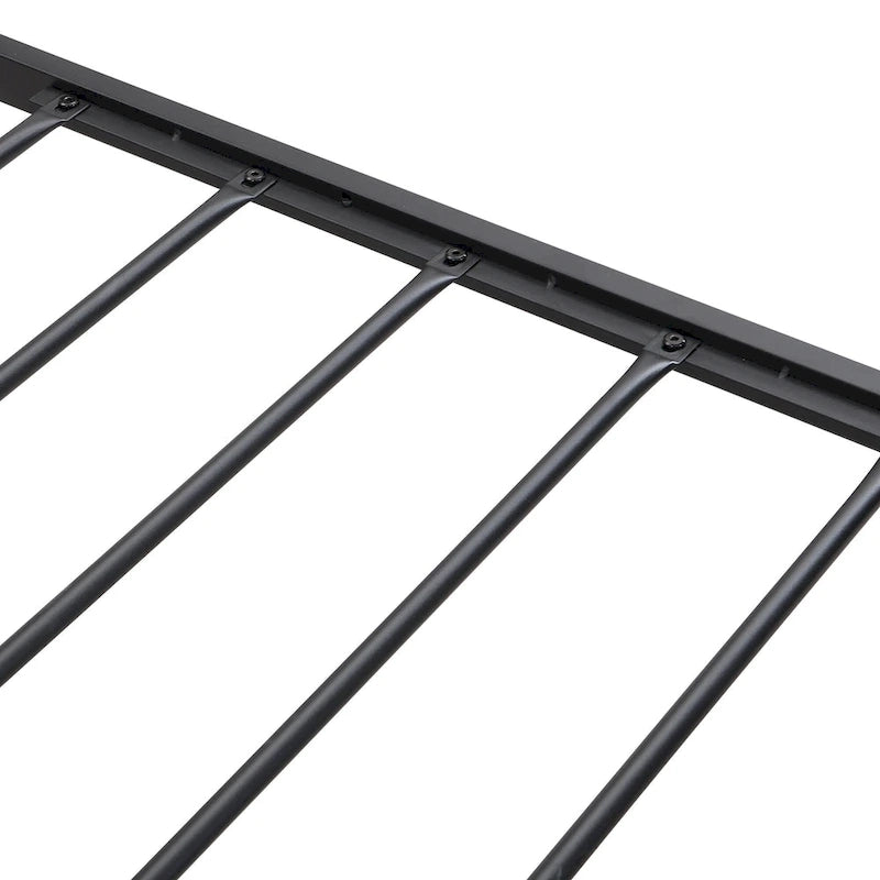 Black & Grey Full Size Metal Platform Bed with Upholstered Headboard, Sleeps 1-2