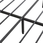 Black & Grey Full Size Metal Platform Bed with Upholstered Headboard, Sleeps 1-2