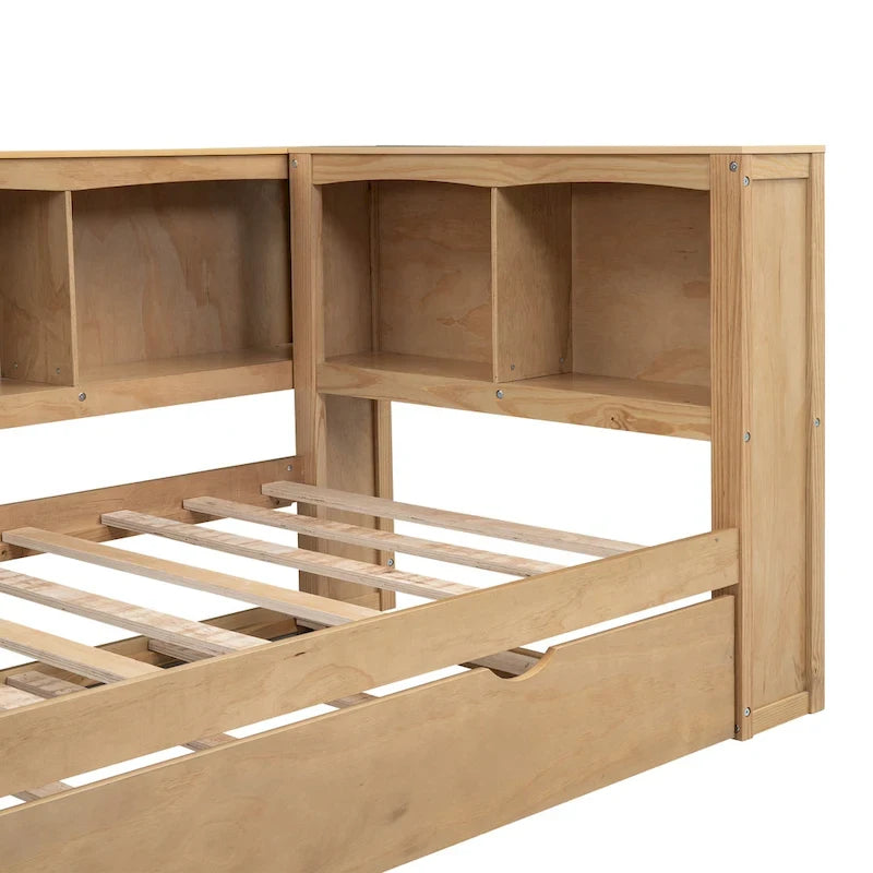 White/Wood Twin Daybed with Trundle, 5 Storage Cabinets & USB Charging – Sleeps 2