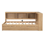 White/Wood Twin Daybed with Trundle, 5 Storage Cabinets & USB Charging – Sleeps 2